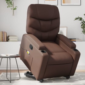 Sillón reclinable de masaje de pie de cuero sintético marrón en Sillones | Comprar online en Foru.es