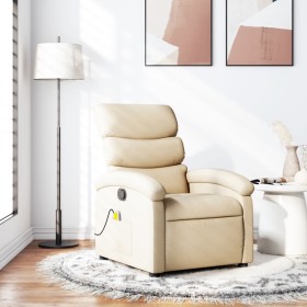Sillón de masaje reclinable de tela crema de , Sillones - Ref: Foro24-371710, Precio: 256,14 €, Descuento: %