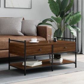 Mesa de centro madera de ingeniería roble marrón 99x50x50 cm de , Mesas de centro - Ref: Foro24-833964, Precio: 72,59 €, Desc...