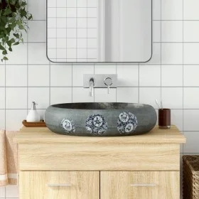 Ovales Aufsatzwaschbecken aus Keramik grau 59x40x15 cm von , Sinkt - Ref: Foro24-155089, Preis: 117,45 €, Rabatt: %