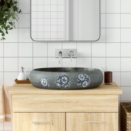 Lavabo sobre encimera ovalado cerámica gris 59x40x15 cm de , Lavabos - Ref: Foro24-155089, Precio: 118,99 €, Descuento: %