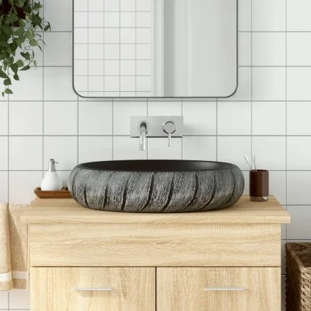 Lavabo sobre encimera ovalado cerámica negro y gris 59x40x15 cm de , Lavabos - Ref: Foro24-155080, Precio: 141,81 €, Descuent...