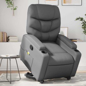 Sillón reclinable de masaje de pie cuero artificial gris en Sillones | Comprar online en Foru.es