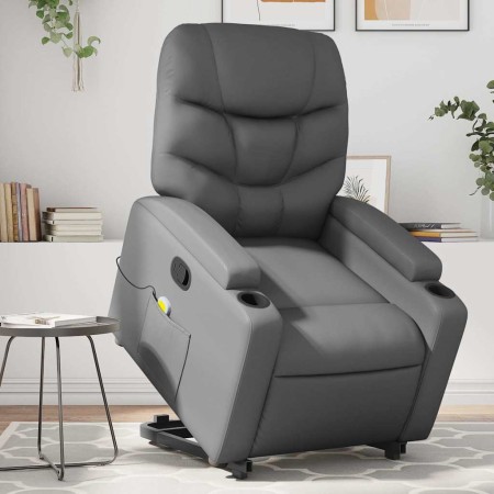 Sillón reclinable de masaje de pie cuero artificial gris en Sillones | Comprar online en Foru.es