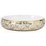 Lavabo sobre encimera ovalado cerámica blanco dorado 59x40x15cm de , Lavabos - Ref: Foro24-155111, Precio: 182,90 €, Descuent...