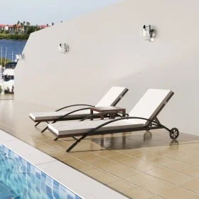 Tumbonas con mesita ratán sintético marrón de vidaXL, Tumbonas - Ref: Foro24-42490, Precio: 305,94 €, Descuento: %