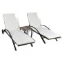 Tumbonas con mesita ratán sintético marrón de vidaXL, Tumbonas - Ref: Foro24-42490, Precio: 305,94 €, Descuento: %