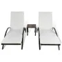 Tumbonas con mesita ratán sintético marrón de vidaXL, Tumbonas - Ref: Foro24-42490, Precio: 305,94 €, Descuento: %
