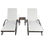 Tumbonas con mesita ratán sintético marrón de vidaXL, Tumbonas - Ref: Foro24-42490, Precio: 311,15 €, Descuento: %