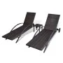 Tumbonas con mesita ratán sintético marrón de vidaXL, Tumbonas - Ref: Foro24-42490, Precio: 305,94 €, Descuento: %