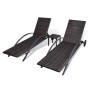 Tumbonas con mesita ratán sintético marrón de vidaXL, Tumbonas - Ref: Foro24-42490, Precio: 311,15 €, Descuento: %