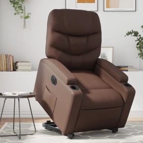 Sillón reclinable elevable eléctrico de cuero sintético marrón en Sillones | Comprar online en Foru.es