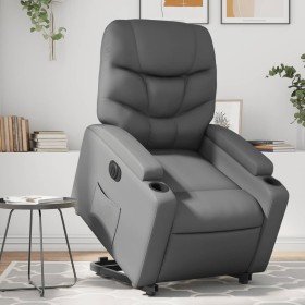 Sillón reclinable elevable eléctrico de cuero sintético gris en Sillones | Comprar online en Foru.es