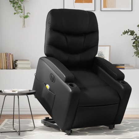 Sillón de masaje elevable eléctrico cuero sintético negro en Sillones | Comprar online en Foru.es