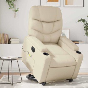 Sillón de masaje elevable eléctrico cuero sintético crema en Sillones | Comprar online en Foru.es