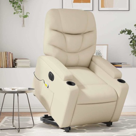 Sillón de masaje elevable eléctrico cuero sintético crema en Sillones | Comprar online en Foru.es