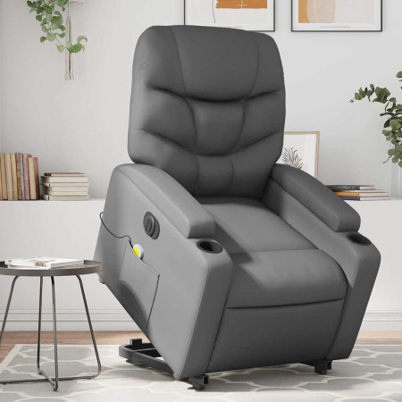 Sillón de masaje elevable eléctrico cuero sintético gris en Sillones | Comprar online en Foru.es