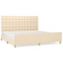 Estructura de cama con cabecero de tela color crema 200x200 cm de , Camas y somieres - Ref: Foro24-3125410, Precio: 239,98 €,...