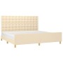 Estructura de cama con cabecero de tela color crema 200x200 cm de , Camas y somieres - Ref: Foro24-3125410, Precio: 239,98 €,...