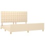 Estructura de cama con cabecero de tela color crema 200x200 cm de , Camas y somieres - Ref: Foro24-3125410, Precio: 239,98 €,...
