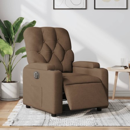 Sillón reclinable eléctrico de tela marrón en Sillones | Comprar online en Foru.es