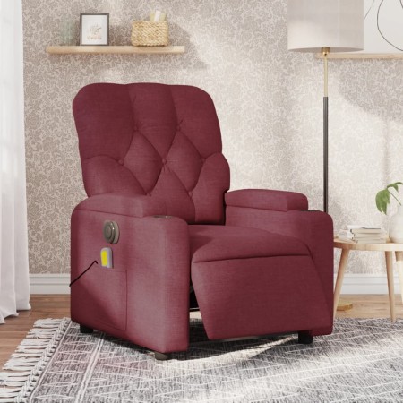 Sillón de masaje reclinable eléctrico tela rojo tinto en Sillones | Comprar online en Foru.es