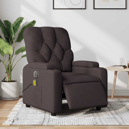 Sillón reclinable de masaje eléctrico tela marrón oscuro en Sillones | Comprar online en Foru.es