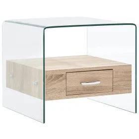 Mesa de centro con cajón vidrio templado 50x50x45 cm de , Mesas de centro - Ref: Foro24-284724, Precio: 184,07 €, Descuento: %