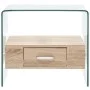 Mesa de centro con cajón vidrio templado 50x50x45 cm de , Mesas de centro - Ref: Foro24-284724, Precio: 184,07 €, Descuento: %