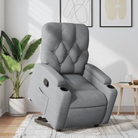Sillón reclinable elevable de tela gris claro en Sillones | Comprar online en Foru.es