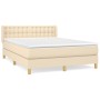 Cama box spring con colchón tela color crema 140x190 cm de , Camas y somieres - Ref: Foro24-3130590, Precio: 419,97 €, Descue...