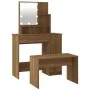 Juego de tocador con LED madera contrachapada roble marrón de , Tocadores para dormitorios - Ref: Foro24-3114122, Precio: 116...