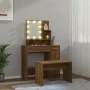 Juego de tocador con LED madera contrachapada roble marrón de , Tocadores para dormitorios - Ref: Foro24-3114122, Precio: 116...