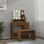 Juego de tocador con LED madera contrachapada roble marrón de , Tocadores para dormitorios - Ref: Foro24-3114122, Precio: 116...