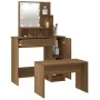 Juego de tocador con LED madera contrachapada roble marrón de , Tocadores para dormitorios - Ref: Foro24-3114122, Precio: 116...
