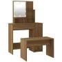Juego de tocador con LED madera contrachapada roble marrón de , Tocadores para dormitorios - Ref: Foro24-3114122, Precio: 116...