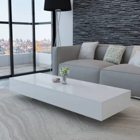 Mesa de centro rectangular de fibra de vidrio blanco brillante de vidaXL, Mesas de centro - Ref: Foro24-244021, Precio: 141,4...