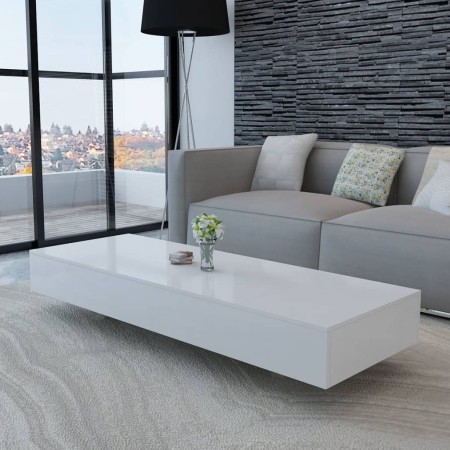 Mesa de centro rectangular de fibra de vidrio blanco brillante de vidaXL, Mesas de centro - Ref: Foro24-244021, Precio: 141,4...