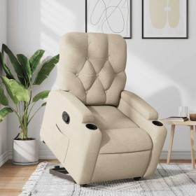 Sillón reclinable elevable de tela color crema en Sillones | Comprar online en Foru.es