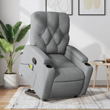 Sillón de masaje reclinable de pie de tela gris claro en Sillones | Comprar online en Foru.es