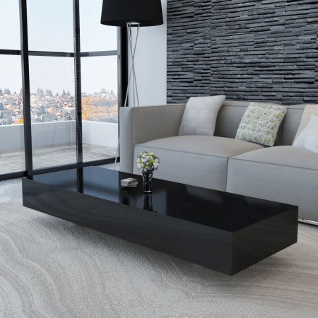 Mesa de centro de MDF negra con brillo de vidaXL, Mesas de centro - Ref: Foro24-244023, Precio: 147,18 €, Descuento: %