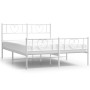 Estructura cama metal con cabecero y estribo blanco 150x200 cm de , Camas y somieres - Ref: Foro24-355532, Precio: 123,55 €, ...