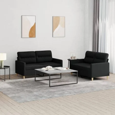 Juego de sofás con cojines 2 piezas tela negro de , Sofás - Ref: Foro24-3201572, Precio: 400,49 €, Descuento: %