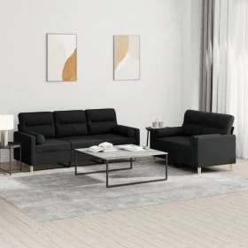 Juego de sofás con cojines 2 piezas tela negro de , Sofás - Ref: Foro24-3201620, Precio: 486,76 €, Descuento: %