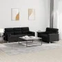 Juego de sofás con cojines 2 piezas tela negro de , Sofás - Ref: Foro24-3201620, Precio: 486,76 €, Descuento: %