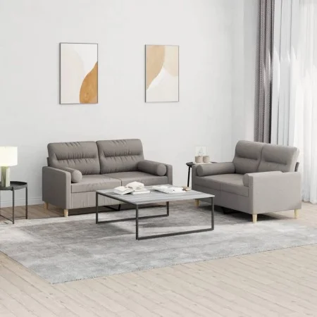Juego de sofás con cojines 2 piezas tela gris taupe de , Sofás - Ref: Foro24-3201591, Precio: 463,30 €, Descuento: %