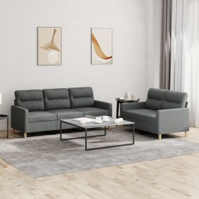 Juego de sofás con cojines 2 piezas tela gris oscuro de , Sofás - Ref: Foro24-3201601, Precio: 460,50 €, Descuento: %