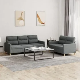 Sofa set with cushions 2 pieces dark gray fabric by , Sofas - Ref: Foro24-3201601, Price: 469,15 €, Discount: %