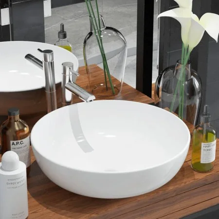 Round white ceramic sink 41.5x13.5 cm by vidaXL, Sinks - Ref: Foro24-142337, Price: 60,69 €, Discount: %