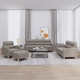 Juego de sofás con cojines 4 piezas tela gris taupe de , Sofás - Ref: Foro24-3201551, Precio: 672,34 €, Descuento: %